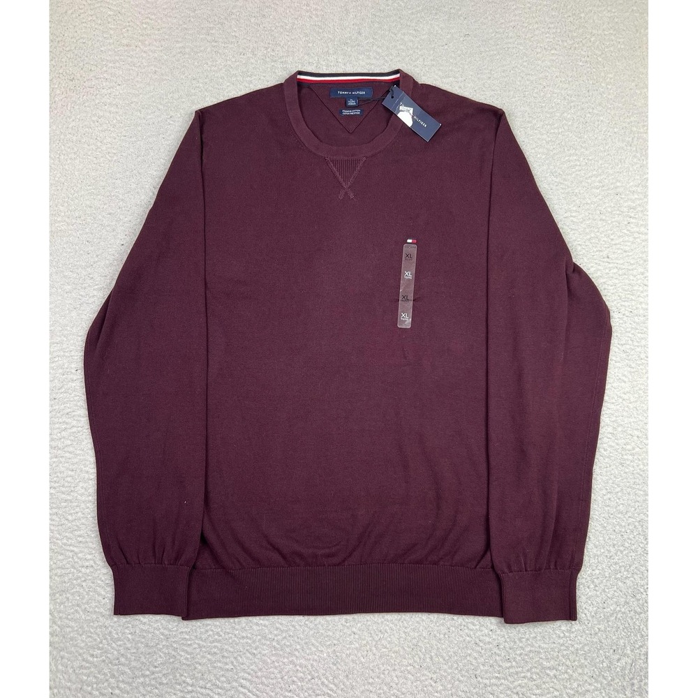 Tommy Hilfiger Mens XL Red Premium Cotton Crewneck Pullover Sweater 78J3330 601